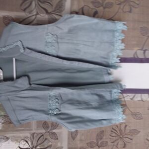 Women's Denim Shorts with Lace Trim